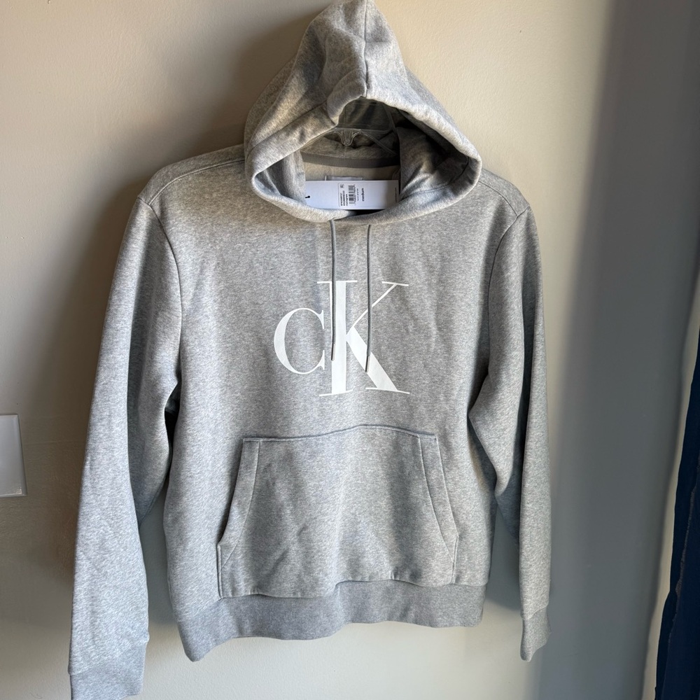 NWT Calvin Klein Hoodie Sweatshirt Medium Gray with White Logo